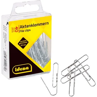 IDENA Idena, Büroklammer, Aktenklammern, 40 Stück, verzinkt