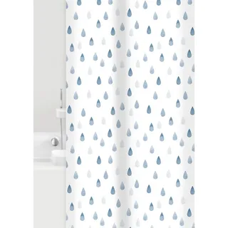 Grund Duschvorhang , Blau, Weiß , Kunststoff , Tropfen , 180x200 cm , Oeko-Tex® Standard 100, Made in Europe , Heimtextilien, Badtextilien, Duschvorhänge