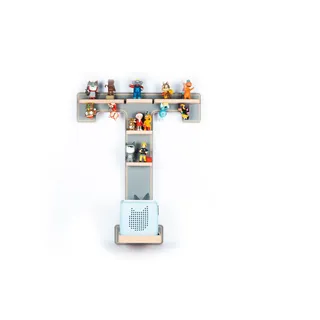 BOARTI Wandregal »Holz Regal Buchstabe T für Toniebox Tonies Figuren« grau, B:45cm, Regale, Wandregal