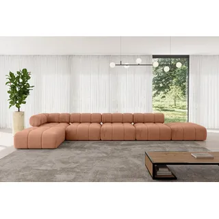 altdecor Ecksofa Kerru-L3 Samt L-Form 3-Sitzer Apricot