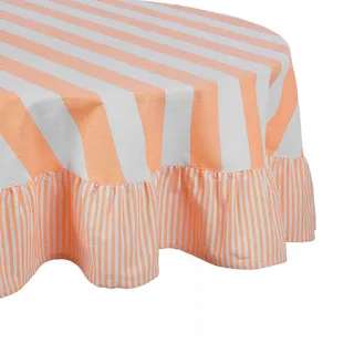 Butlers Tischdecke Little Italy 180 cm , Weiß, Orange , Textil , 180x180 cm , Heimtextilien, Wohntextilien, Tischwäsche, Tischdecken