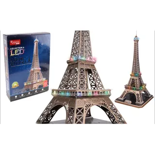 EXPLORA - Eiffelturm - Leuchtende 3D-Puzzles - 540050 - 84 Teile - Historisches Denkmal - Level 6 - Ohne Kleber oder Schere - Paris - Konstruktionsspiel - Geschenk - Modell - Ab 8 Jahren