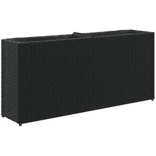 vidaXL Hochbeet mit 2 Fächern Schwarz 90x20x40 cm Poly Rattan