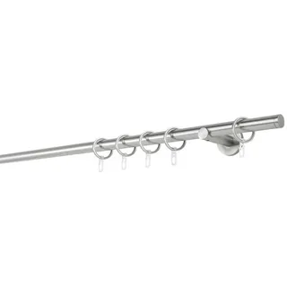 Vorhangstangenset , Edelstahlfarben , Metall , 48-teilig , 350 cm , Heimtextilien, Vorhänge, Vorhangstangen, Vorhangstangenset