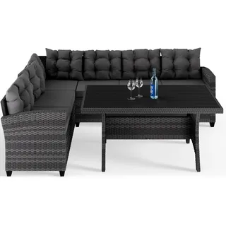Polyrattan Ecklounge Lissabon Grau/Anthrazit inkl Kissen