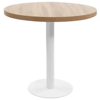 vidaXL Bistrotisch Moderner 80/75 cm aus Mdf, Stahl Hellbraun , Braun , Holzwerkstoff , Strukturbuche , Rund,Rund , 80x75x80 cm , Esszimmer, Esstische