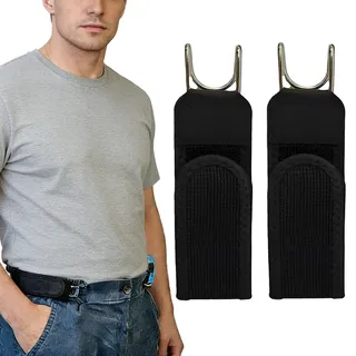 2 Stück Gürtel Ohne Schnalle, Elastischer Schnallenloser Gürtel Herren & Damen, Buckle Less Belt mit Metallhaken, schnallenloser Stretchgürtel für Jeans, Arbeit, Alltag und Freizeit