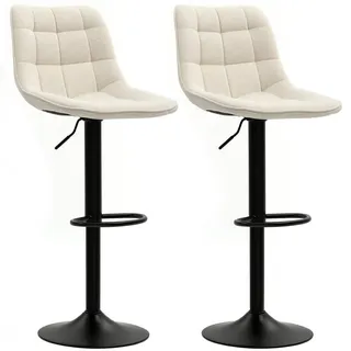 Homcom Barhocker 2er-Set, Gepolstert Barstuhl mit Lehne, Chenille-Optik Beige , Metall , Füllung: Polyester , 47x115.5x48 cm , Esszimmer, Barmöbel, Barhocker
