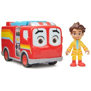 Disney Junior Firebuds, BO und Flash, Actionfigur und Feuerwehrauto Spielzeug mit interaktiver Augenbewegung, Spielzeug für Mädchen und Kinder ab 3 Jahren