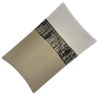 DRW Rechteckiges Keramikzentrum, 8 x 24 x 40 cm, Weiß, Beige und Silber, Medidas: 8x24x40 cm