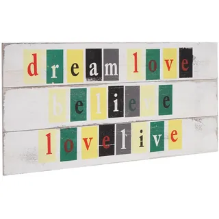 MCW Wandschild Believe Shabby-Look Reinweiß , Weiß , Holz , Paulownia , 60x30x8 cm , Bilder & Rahmen, Wanddeko