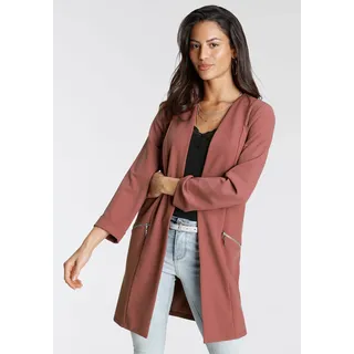 Longblazer LAURA SCOTT, Damen, Gr. 42, bunt (rosebraun), Jersey, Obermaterial: 95% Polyester, 5% Elasthan, figurbetont, tiefer V-Ausschnitt, Blazer Longblazer, mit Reißverschlüssen, Topseller
