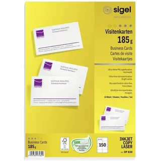 Sigel DP830 bedruckbare Visitenkarten hochweiß, 150 St.