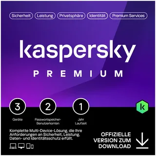 Kaspersky Lab Kaspersky Premium & VPN 2026 3 Geräte 1 Jahr DE Win Mac Android iOS
