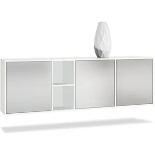 Vladon Sideboard Cuba Türen in Hellgrau seidenmatt , Holzwerkstoff , 182x53x35 cm , Kleinmöbel, Kommoden, Sideboards