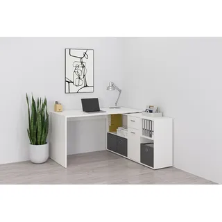 FMD »Lexo« Schreibtisch/Sideboard viel Stauraum, beidseitig montierb., 136/205 cm,