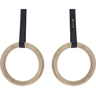 ProsourceFit Wooden Gymnastics Rings with Straps for Total Body Conditioning at Home