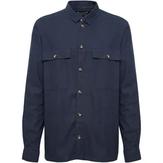 Langarmhemd SOLID "Langarmhemd SDAllan", Herren, Gr. XL, N-Gr, blau (insignia blau), Obermaterial: 58% Leinen LI. 42% Viskose CV., Hemden Langarmhemd