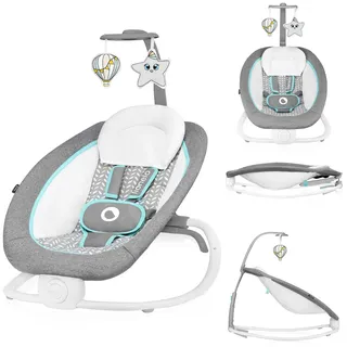 lionelo Pascal Baby Wippe, sanfte Vibrationen, 5 Melodien, Spielzeugkarussell mit interaktiven Plüschtieren, Kopfkissen, verstellbare Rückenlehne, Energiesparsystem