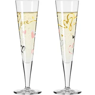 Ritzenhoff Champagnerglas , Grau, Rosa, Schwarz, Goldfarben , Glas , 2-teilig , 205 ml , 16.3x26.6x7.7 cm , Fsc, Made in Germany , Gläser, Champagnergläser & Sektgläser