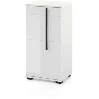 furn.design Badezimmer, Kommode "Design-D" in weiß Hochglanz, Badschrank 45 x 87 cm Unterschrank, - Weiß, Schwarz