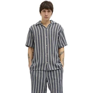 JACK & JONES Herren Kurzarm Hemd JORCOBA STRIPE RESORT SHIRT SS Relaxed Fit 12271060 Ocean Cavern L