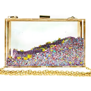 JeVenis Mehrfarbige Transparente Handtasche Durchsichtig Clearbag Clutch Hochzeit Goldene Damen Tasche Weiße Clutch Hochzeit