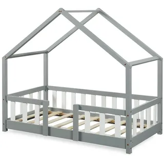 [en.casa] Kinderbett Treviolo 70 x 140 cm Kiefer hellgrau/weiß