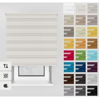 Estika Doppelrollo mit Bohren 75x150 cm Farbe: Ecru, Rollo Deckenmontage und Wandmontage Fenster rollos für innen, Jalousien Fenster, Tür Rollo