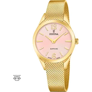 Damenuhr FESTINA Grace Quarz Swiss Made Stahl Golden Glas Saphir