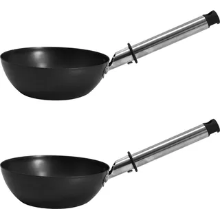 Syntrox Wok-Pfännchen Schüssel Pfanne 2er Set Zubehörteil für Raclette RAC-1200W Base - Schwarz
