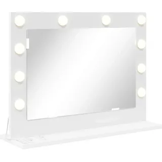 vidaXL Waschtischspiegel Weiß 60 x 45 x 18 cm Glas und furniertes Holz - Weiß