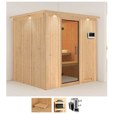 Bild Sauna »Dima«, (Set), 3,6-kW-Plug & Play Ofen mit externer Steuerung beige