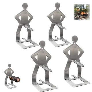 Edelstahl-Grill-Wursthalter, kreativer stehender Mann, Wurstgrill, tragbarer Hot-Dog-Bräter, Spoof The Würstchen Rack für Outdoor-Camping, Kochzubehör (4 Stück)