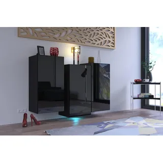 Furnitech K10 Modernes Wohnzimmer, Kommode, Schrank, Sideboard, Schlafzimmer, Esszimmer, Wohnzimmermöbel (LED blau, K10-18HG-B1)