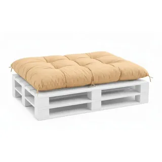 VBChome Palettenkissen für Europaletten Möbel Palettenauflage Garten Balkon 12 Farben mit Schaumstoffflocken Füllung Beige Sitzkissen 120 x 80 cm - Beige