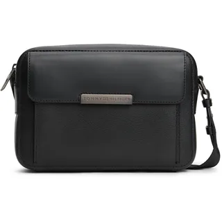 Umhängetasche TOMMY HILFIGER "TH BUSINESS LEATHER CAMERA BAG", Herren, Gr. B/H/T: 23cm x 15,5cm x 10cm, schwarz, Leder, Taschen Umhängetasche, Men Kamarabag, Schultertasche mit verstellbarem Umhängeriemen
