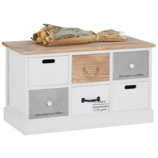 CARO-Möbel Sitzbank Salva mit 6 Schubkästen, praktische Garderobenbank Aufbewahrungs Truhe Schuhbank Vintage Shabby Look