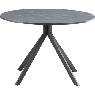 Mid.you Esstisch , Grau , Metall, Holzwerkstoff , rund , Flachrohr , 110x76x110 cm , Esszimmer, Esstische, Esstische rund