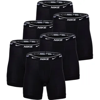 NIKE Herren Boxer Shorts, 6er Pack - Boxer Brief long, Baumwolle Stretch, Logobund Schwarz M - Schwarz