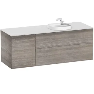 Roca Waschbecken rechts + Unterschrank 2 Schubladen + 1 Tür Unik Beyond, 140 x 50 x 52 cm, Eiche (Referenz: A851415402)