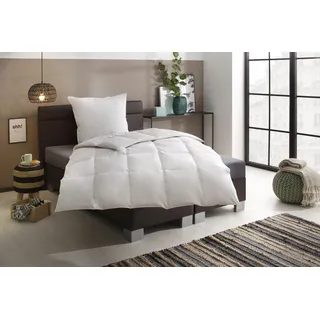 Älgdröm Daunenbettdecke + 3-Kammer-Kopfkissen »Lasse, Bettdecke 135x200 cm, 155x220 cm, Made in Green« 2-tlg., Set mit Kissen 40X80 cm, 80x80 cm, allergikerfreundlich, weiß,