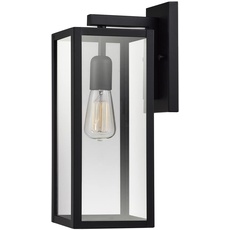 Bowery 1-Light Outdoor Indoor Wall Sconce, Matte Black, Clear Glass Shade,44176
