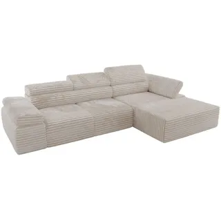 MKS Ecksofa Rilasso L Beige Cord - rechts , Textil , L-Form,L-Form , 296x174 cm , Oeko-Tex® , Wohnzimmer, Sofas & Couches, Wohnlandschaften, Ecksofas