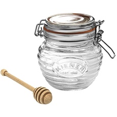 Bild Honigglas mit Löffel aus Holz - Bienenstock Design