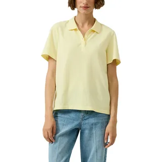 Poloshirt S.OLIVER, Damen, Gr. 44, vanilla, Piqué, Obermaterial: 95% Baumwolle, 5% Elasthan, unifarben, regular fit normal, ohne Ausschnitt, Shirts Poloshirt, mit Piqué-Struktur
