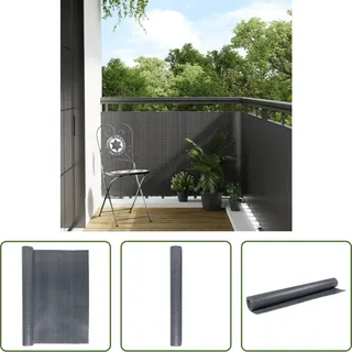 The Living Store Balkon-Sichtschutz Anthrazit 1000x90 cm Poly Rattan - Grau