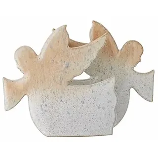Bloomingville Cherub Engel Serviettenhalter in der Farbe Natur aus Steingut, 16x12x6,5 cm, 82062259