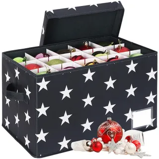 Relaxdays Weihnachtskugel Aufbewahrungsbox, 30 Kugeln, HBT: 26,5 x 42,5 x 26 cm, Polyester, Pappe, Kugelkiste, Farbwahl