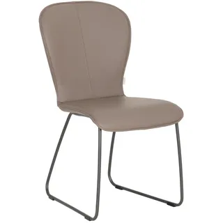 Bert Plantagie Stuhl , Anthrazit, Hellbraun , Metall, Leder , Echtleder , Color-Finish-Leder , Uni , Kufe, rund , 48x91x61 cm , Lederauswahl, Stoffauswahl, Typenauswahl , Esszimmer, Stühle, Esszimmerstühle